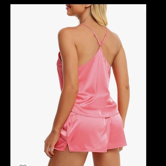 coral two piece pajama shorts and tank top set - Picture 2 of 7